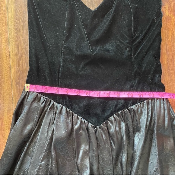 Gunne Sax by Jessica McClintock Vintage Black Velvet Strapless Dress Floral M - Picture 15 of 16